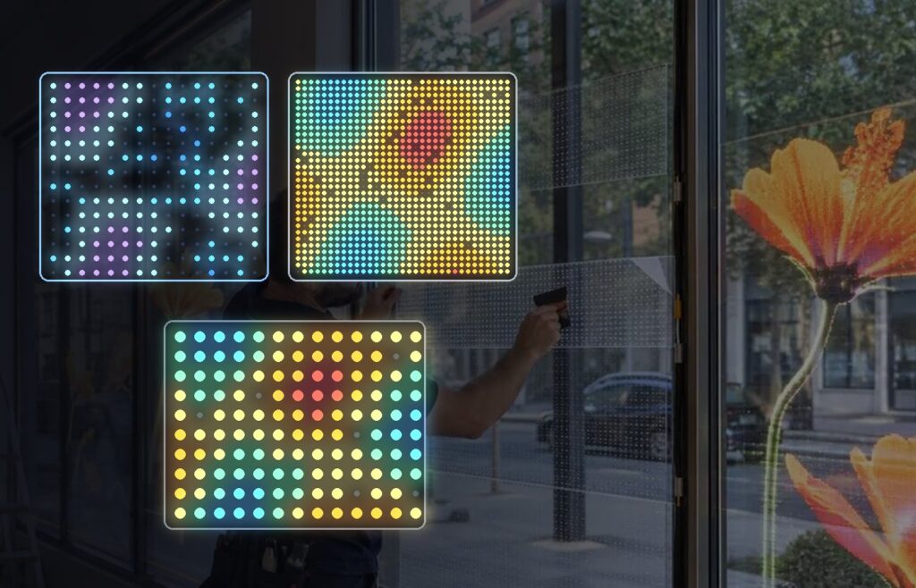 عينات شاشات LED شفافة وداخلية وخارجية